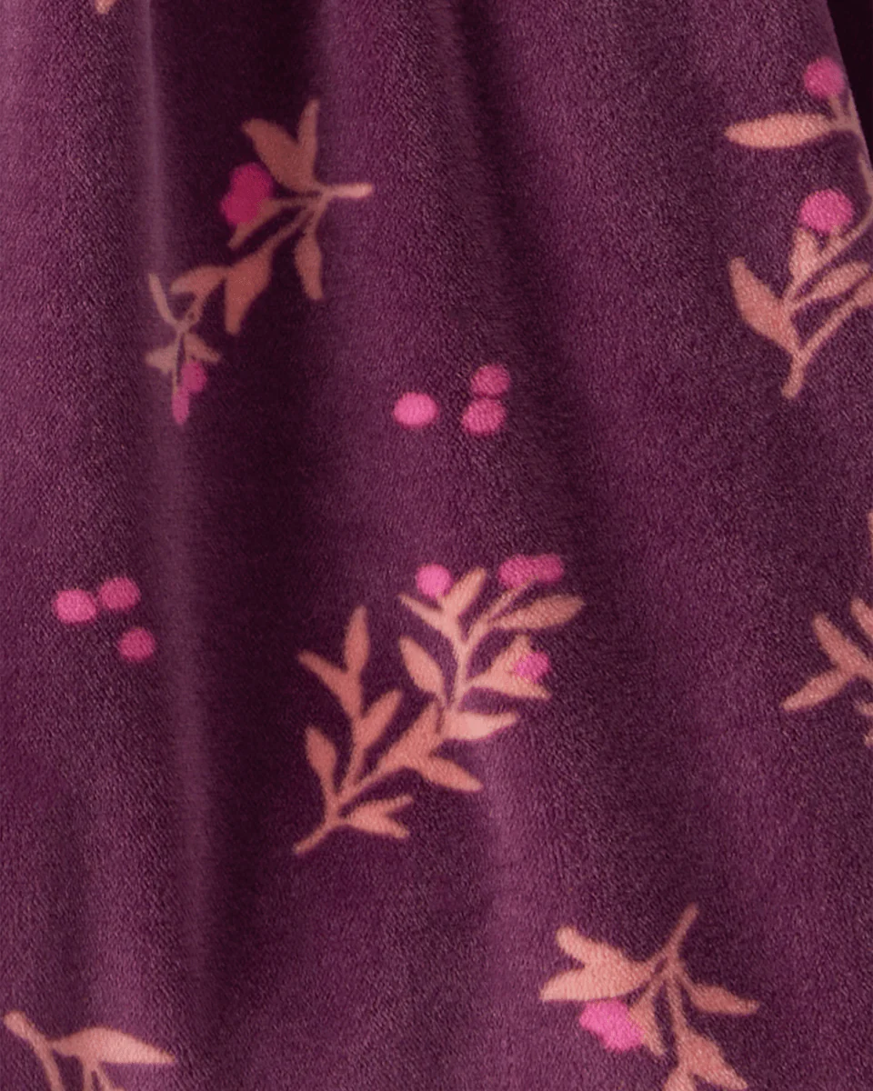 Vestido sin mangas de felpa floral con camiseta morado - Image 4