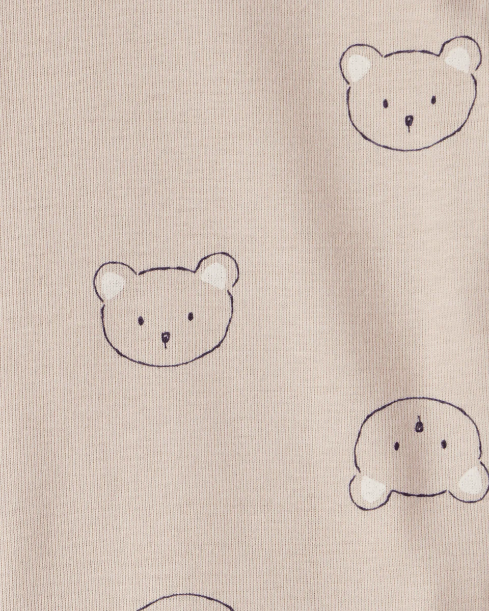 Conjunto tres piezas bodies manga larga y pantalón con oso marrón y blanco - Image 3