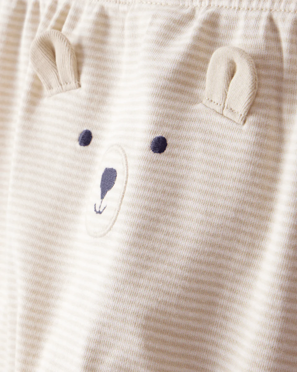 Conjunto tres piezas bodies manga larga y pantalón con oso marrón y blanco - Image 4