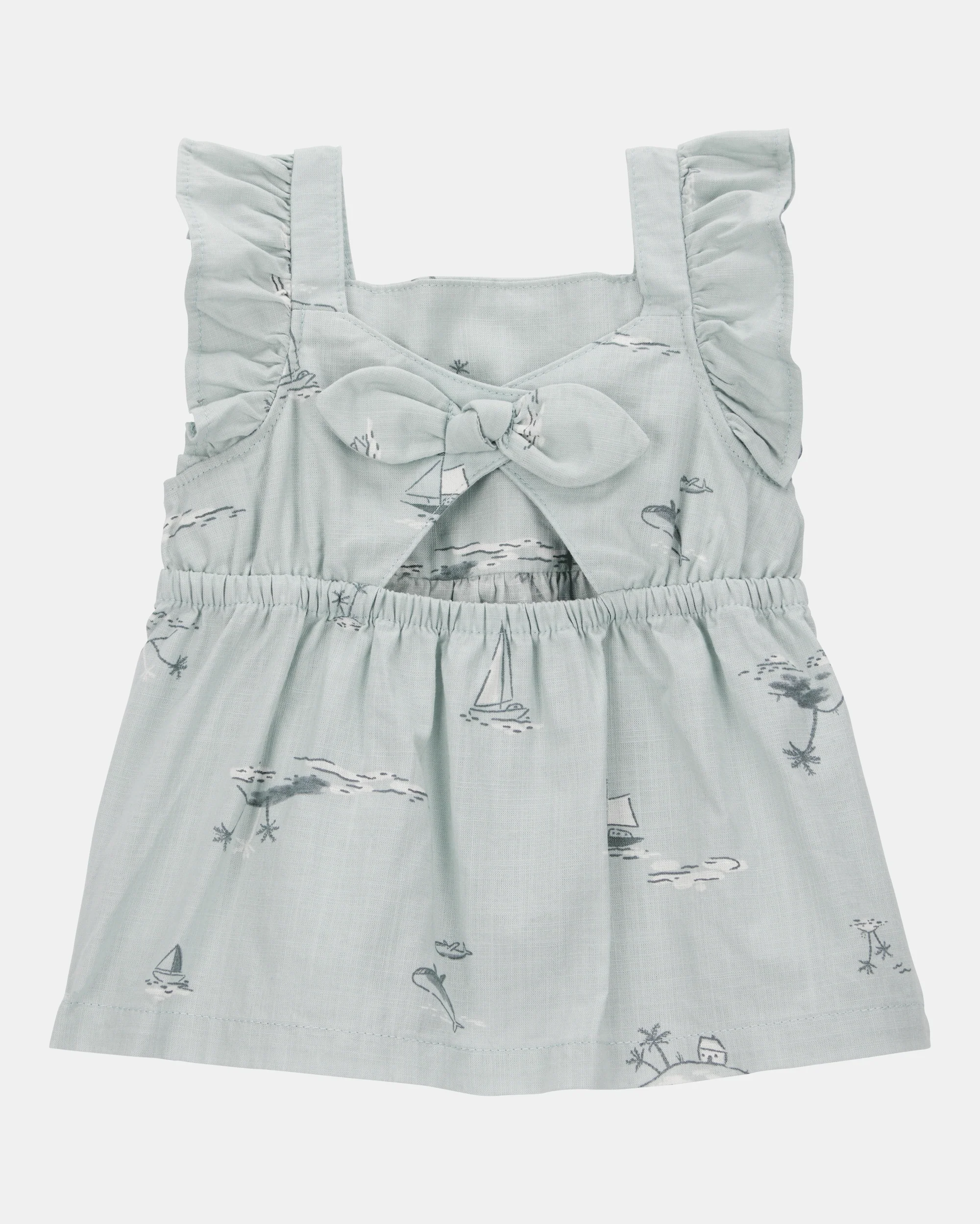 Conjunto de dos piezas de algodón, pantalón corto y blusa, diseño barcos - Image 2