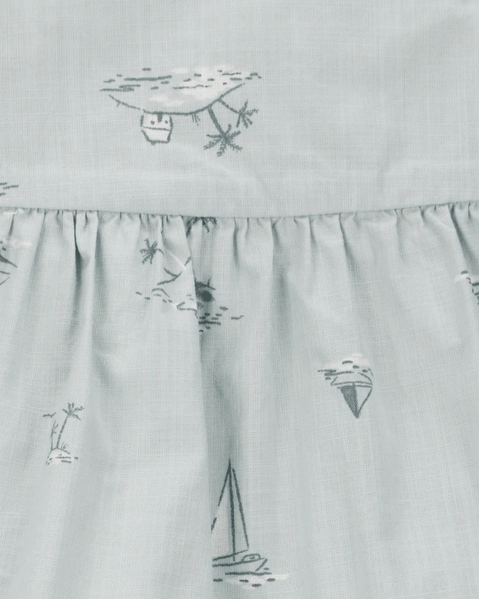 Conjunto de dos piezas de algodón, pantalón corto y blusa, diseño barcos - Image 3