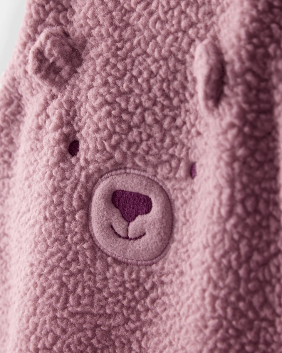 Conjunto dos piezas peto de felpa con oso y camiseta morado - Image 4