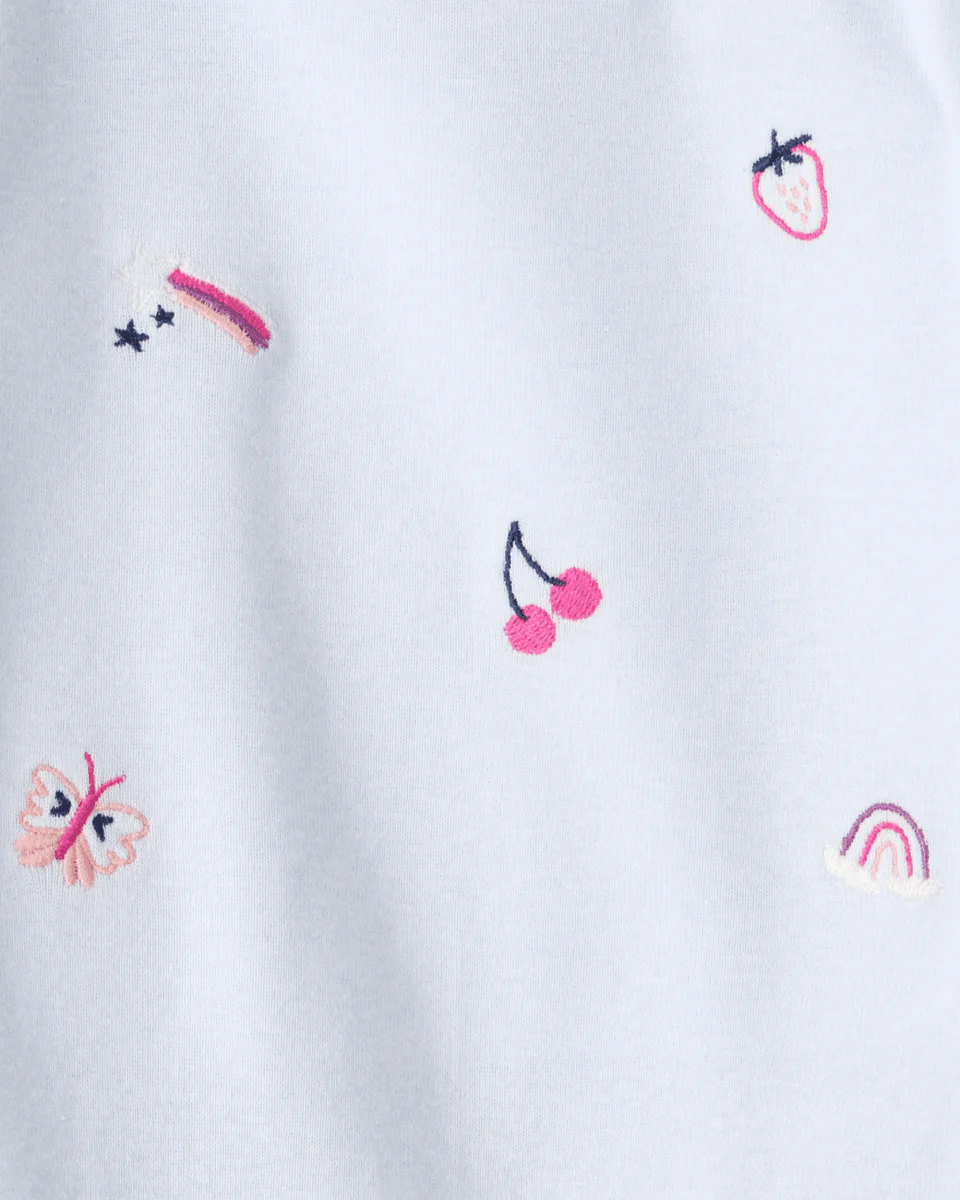 Conjunto dos piezas algodón con body de frutas de manga larga y pantalón azul - Image 4
