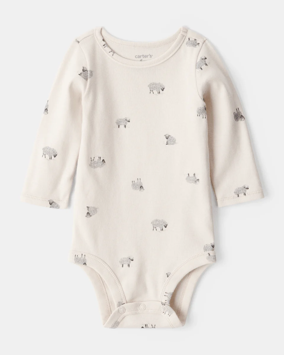 Conjunto dos piezas body algodón y peto estampado de ovejas - Image 3