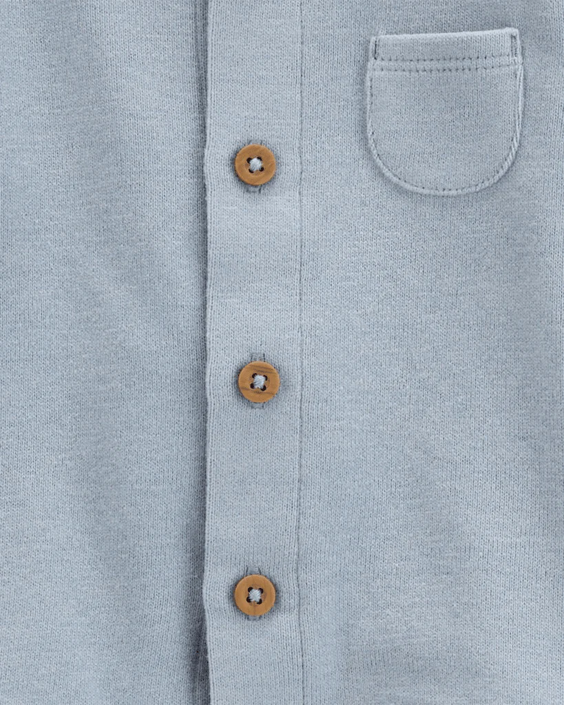 Conjunto 3 piezas de algodón, pantalón, cárdigan y body, azules - Image 4
