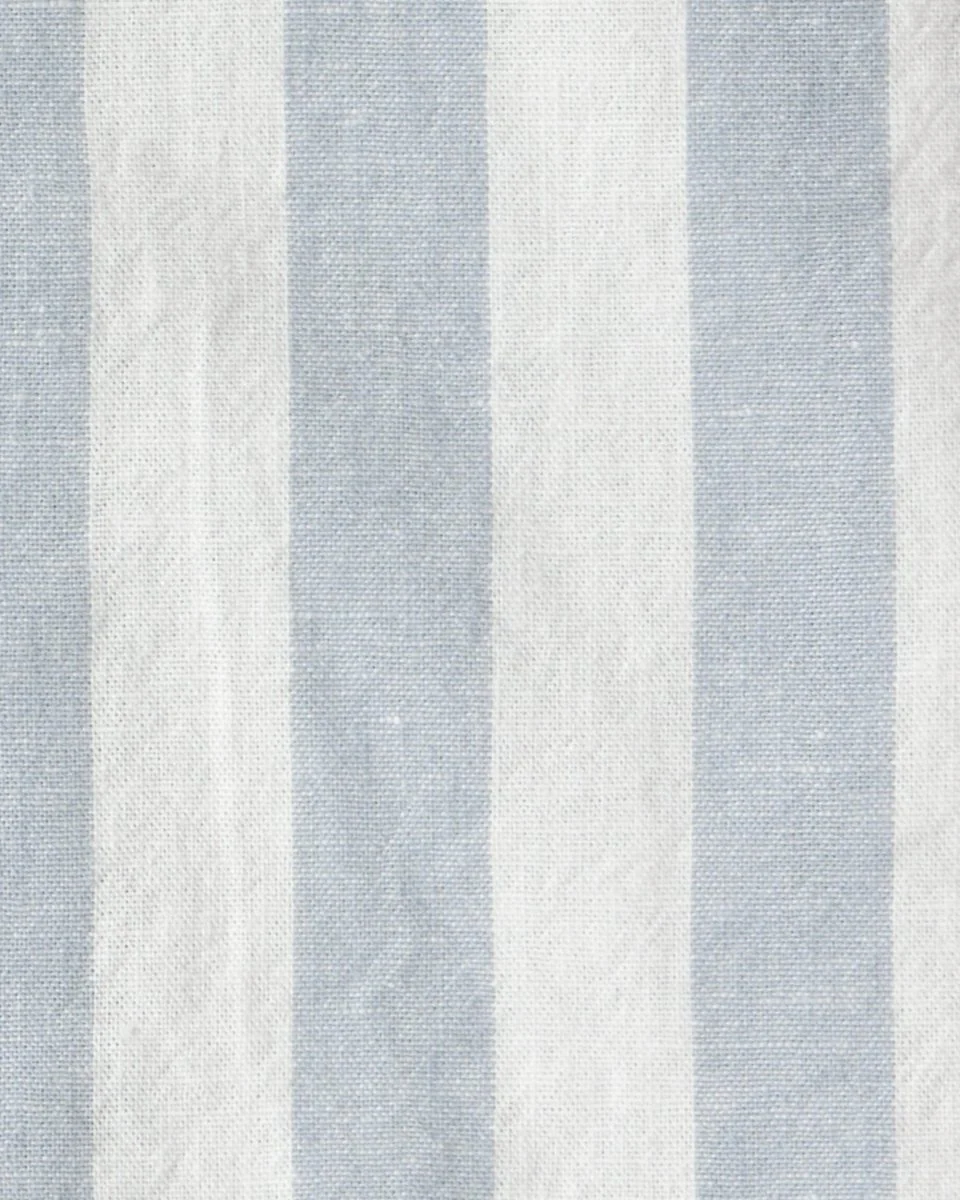 Conjunto dos piezas camisa de lino y pantalón corto de algodón, diseño a rayas azul - Image 2