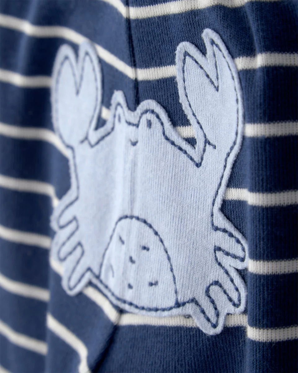 Conjunto tres piezas de algodón con dos bodies y pantalón, diseño animales marinos - Image 2