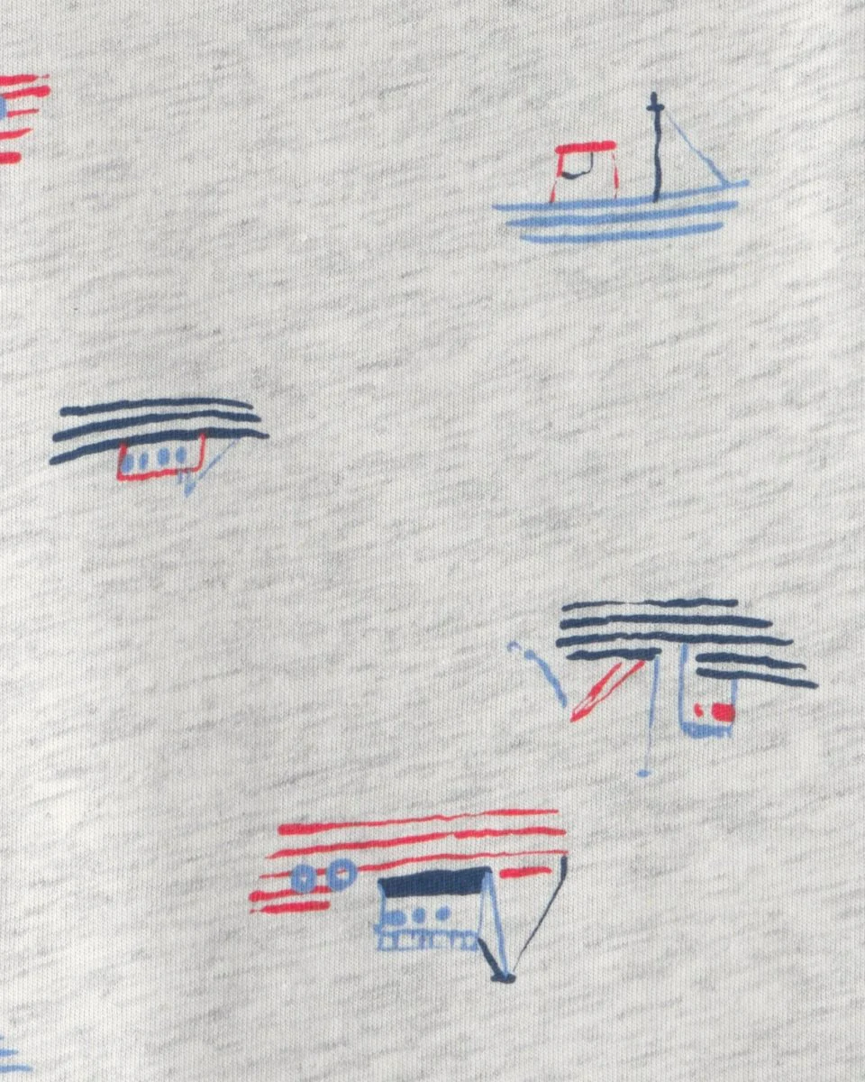 Conjunto dos piezas de algodón peto chambray y camiseta, diseño barcos - Image 4