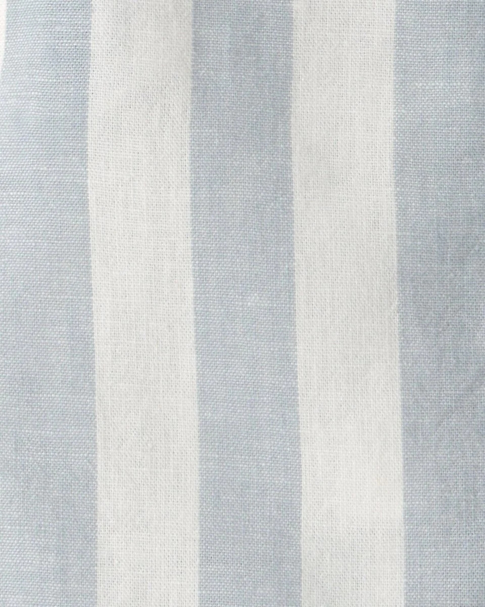 Conjunto dos piezas de lino con peto corto a rayas y camiseta azul - Image 5