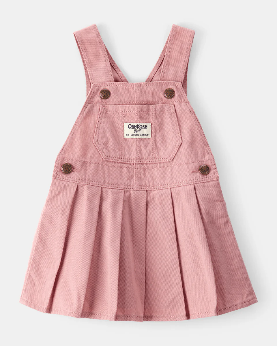 Vestido jumper de algodón plisado rosa