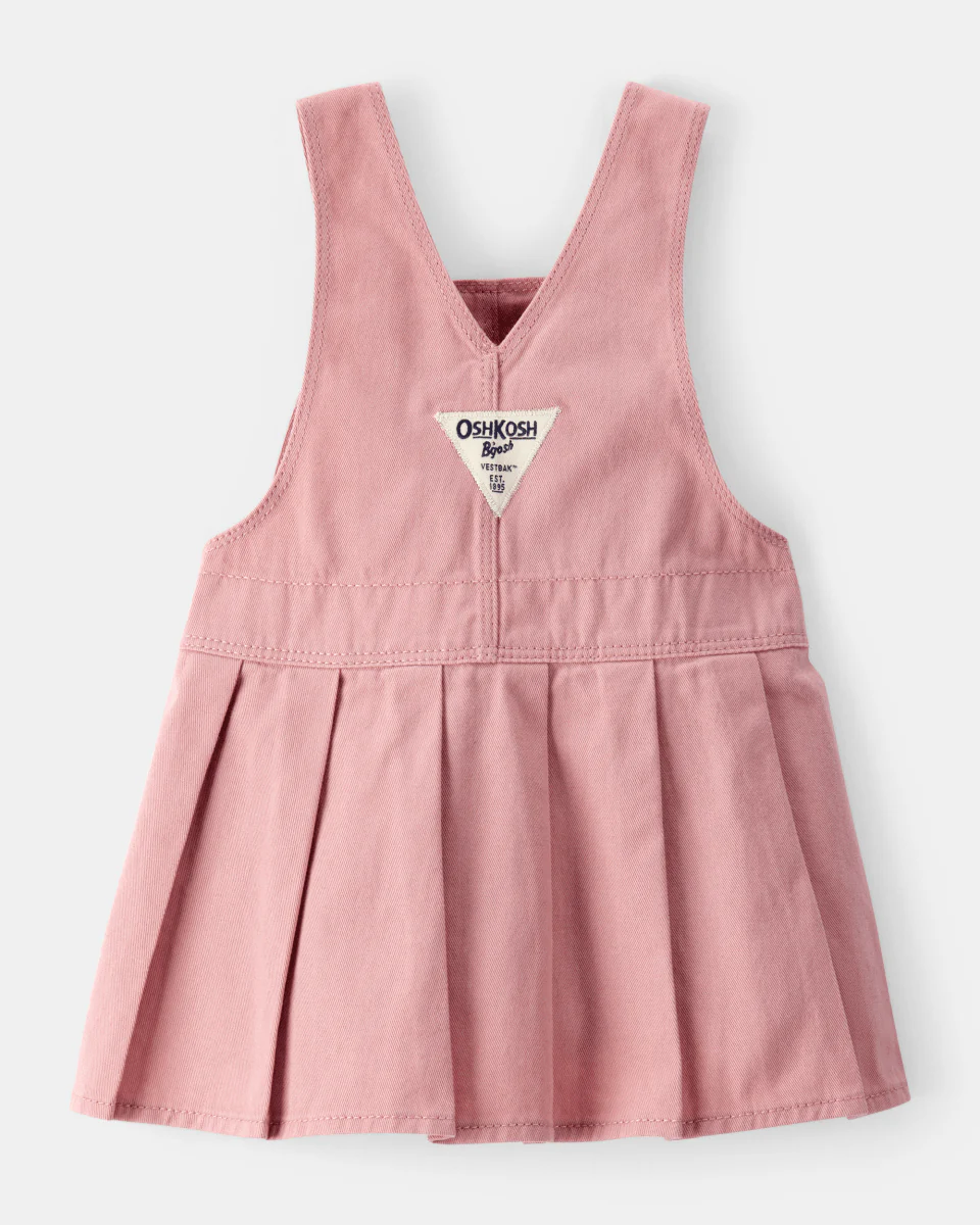 Vestido jumper de algodón plisado rosa - Image 2