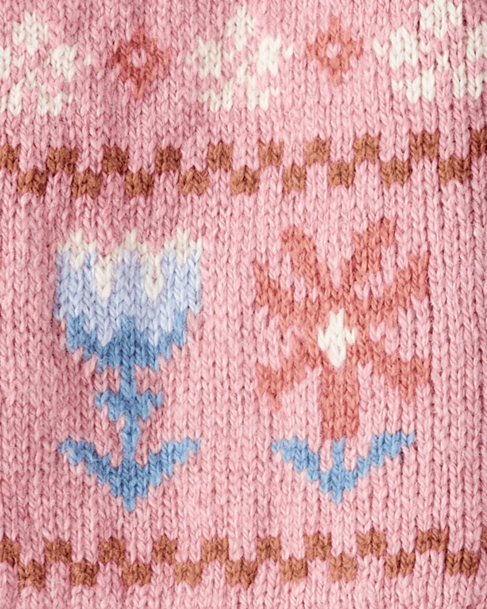 Suéter intarsia rosa de punto con diseño estampado - Image 2