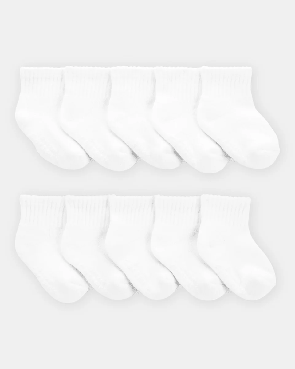 Pack diez pares de calcetines tobilleros de algodón, blancos