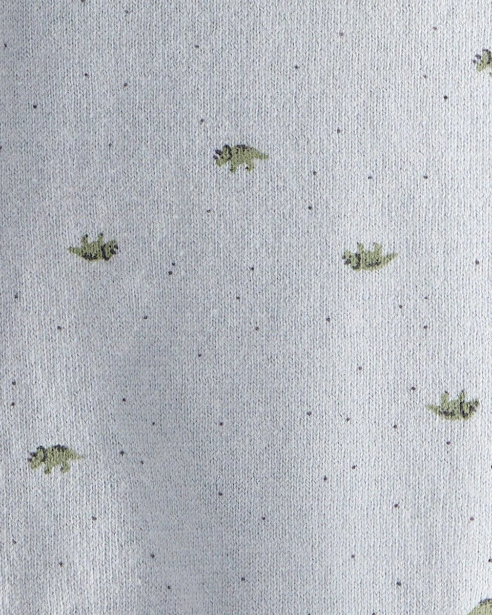 Conjunto dos piezas en algodón con cárdigan y pantalón estampado dinosaurios - Image 2