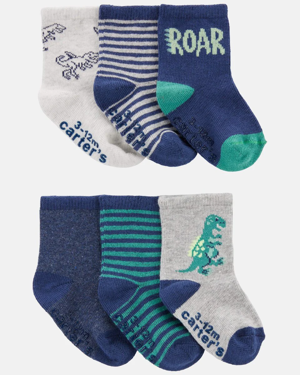 Pack 6 calcetines de bebé con dinosaurios multicolor - Image 3