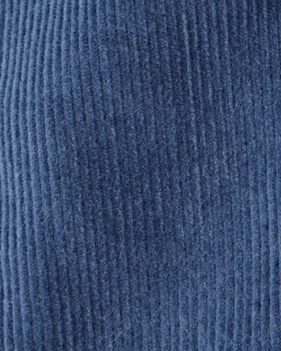 Pantalón de pana azul recto en algodón con cintura elástica - Image 3