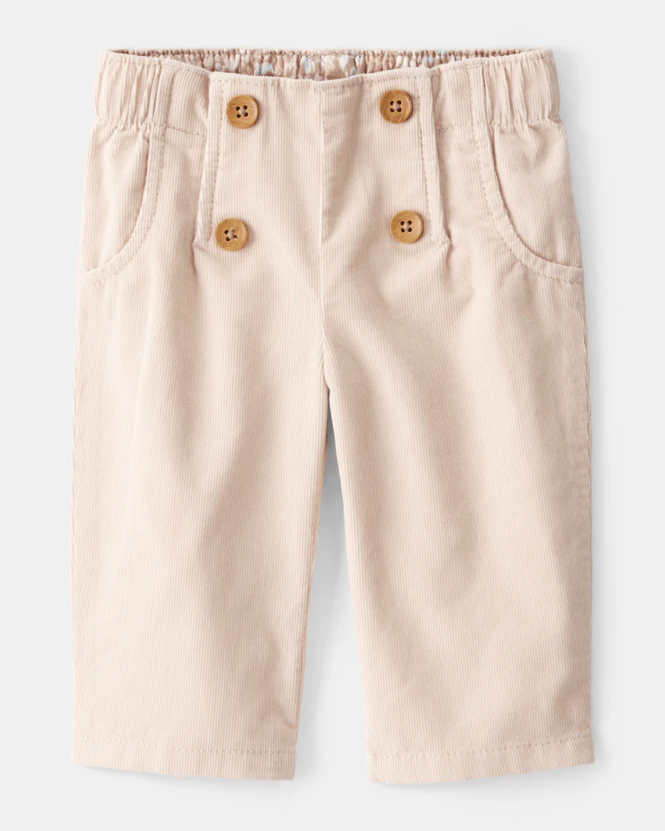 Pantalón de pana marrón recto con cintura elástica