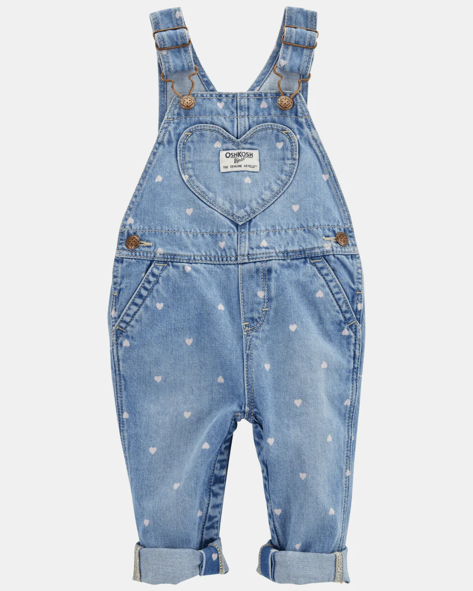 Peto denim knit azul con estampado de corazones