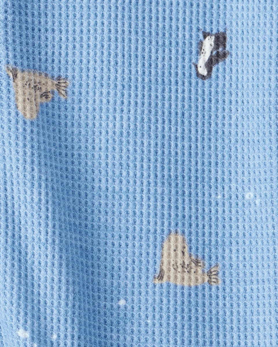 Pijama enterizo de algodón en azul animal - Image 3