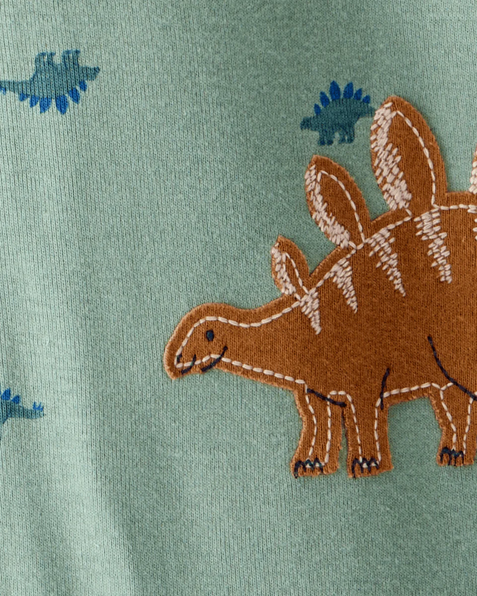 Pijama enterizo de algodón con dinosaurios en verde - Image 4