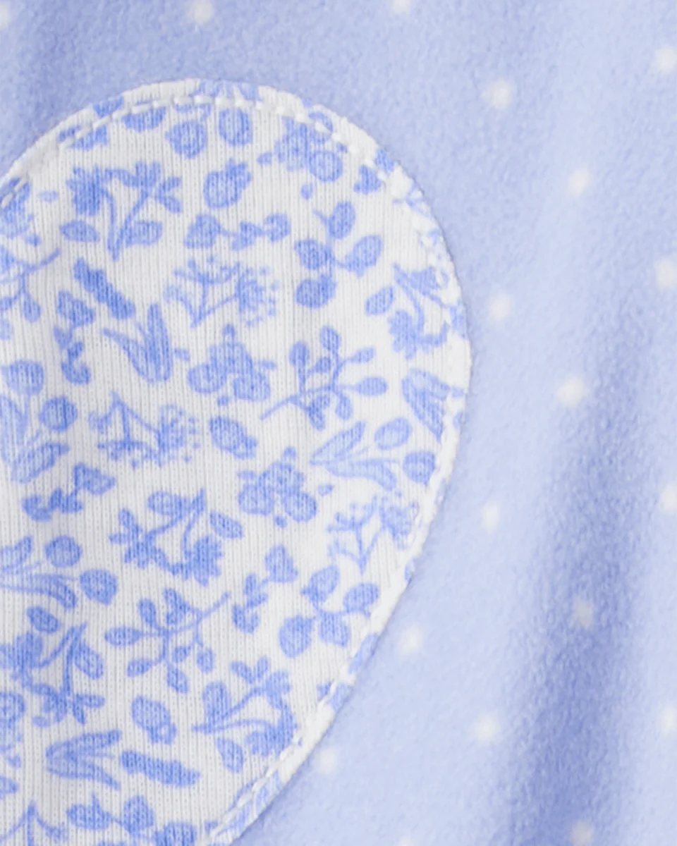 Pijama enterizo polar azul con corazones y lunares - Image 4
