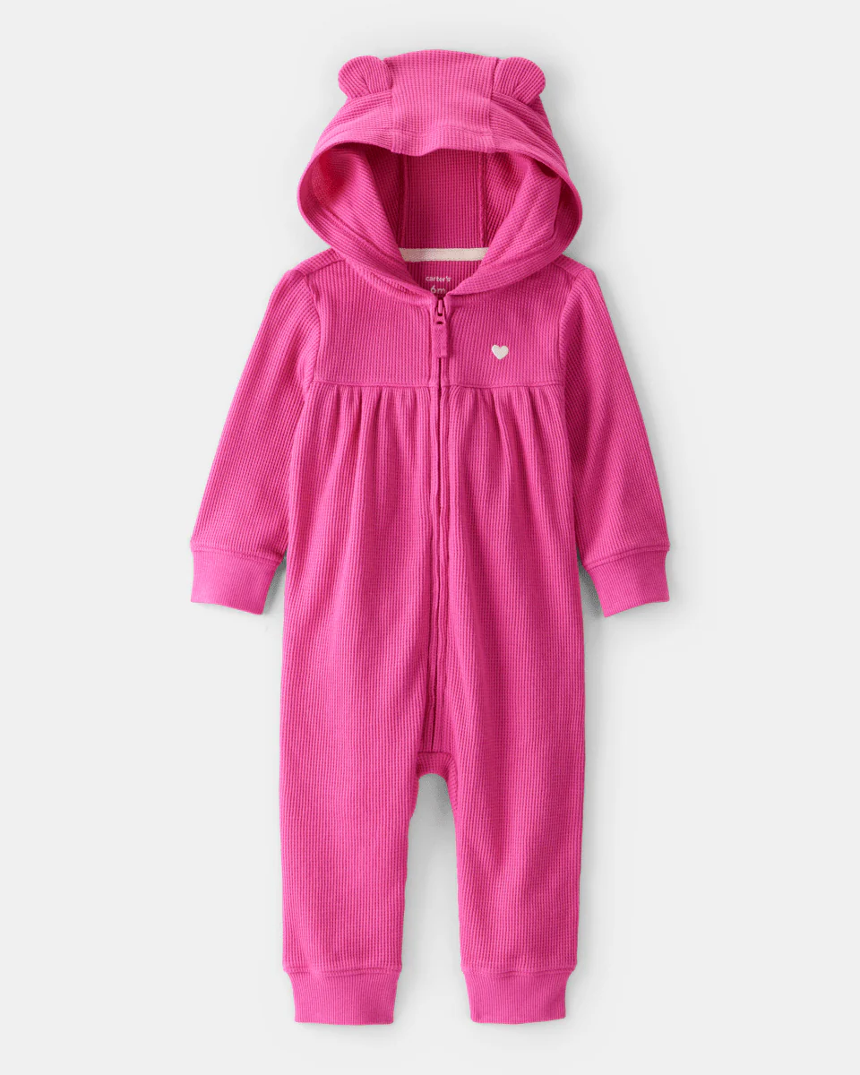Mono térmico rosa fucsia con capucha de orejitas