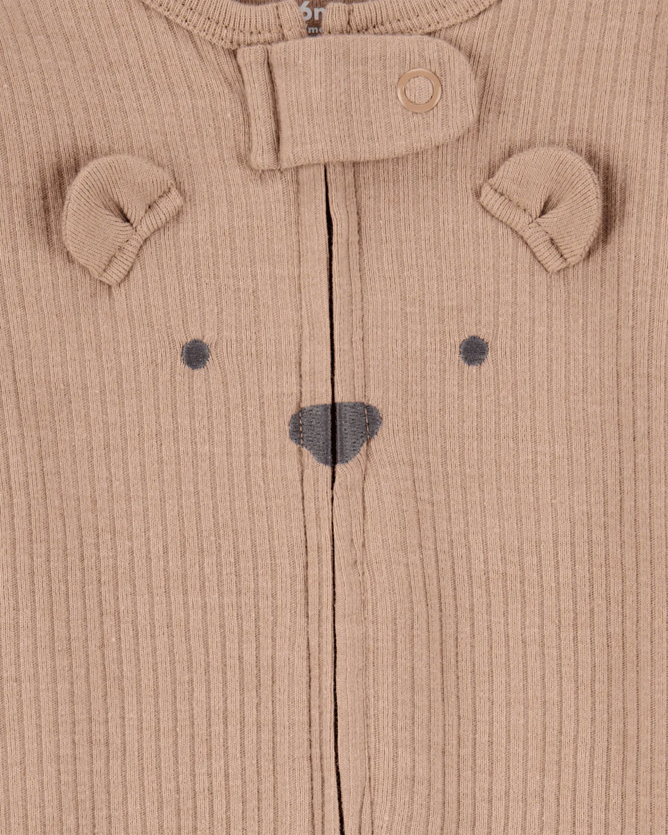 Pijama entero punto canalé diseño oso marrón - Image 2