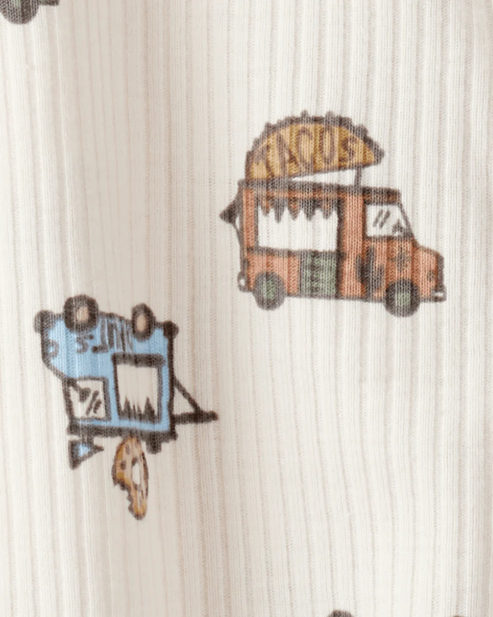 Pijama enterizo con pies de camiones de comida en acanalado - Image 3