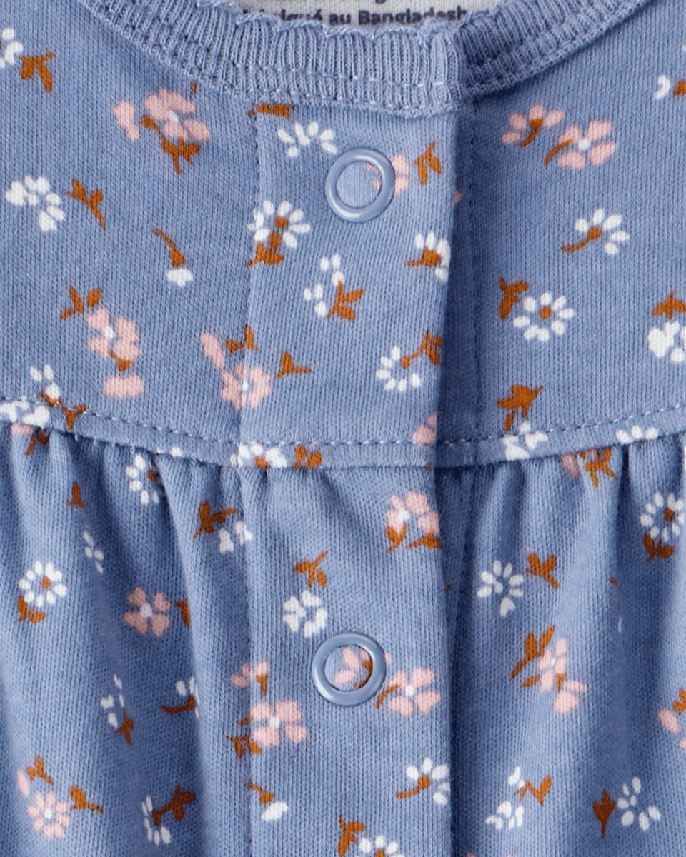 Pijama una pieza de algodón, con pie, diseño floral - Image 3