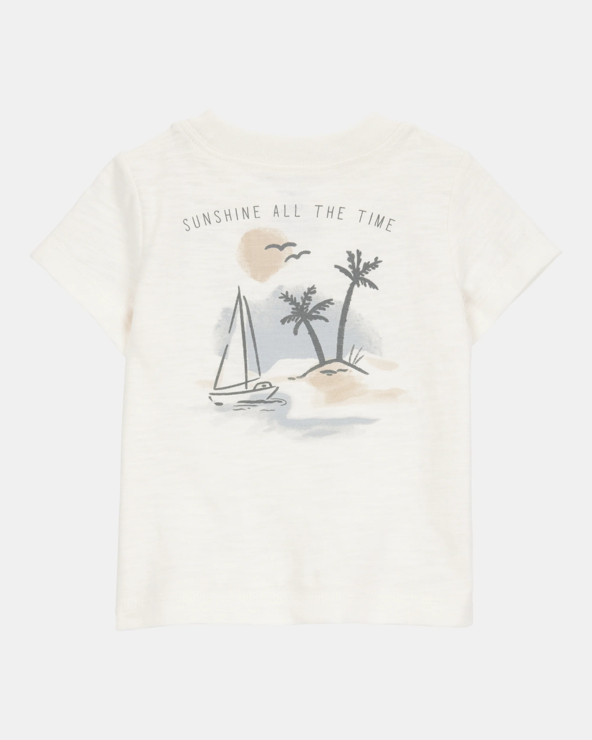 Conjunto tres piezas de algodón, pantalón corto, camisa y camiseta, diseño tropical - Image 3
